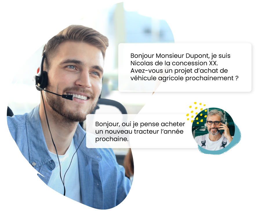 Un téléopérateur réalise la détection de projet d'achat auprès d'un prospect